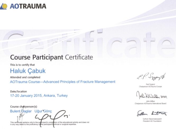 Advanced Principles of Fracture Management certificate