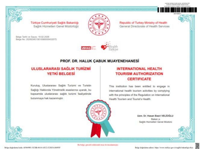 International Health Tourism Authorization Certificate issued by the Republic of Türkiye Ministry of Health