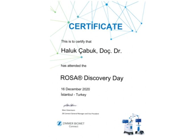 ROSA robotic knee surgery training certificate